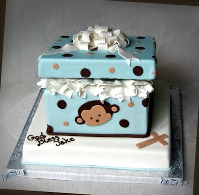 Gift   Baby on Truly Custom Cakery  Llc  Little Monkey Gift Box Baby Baptism Cake