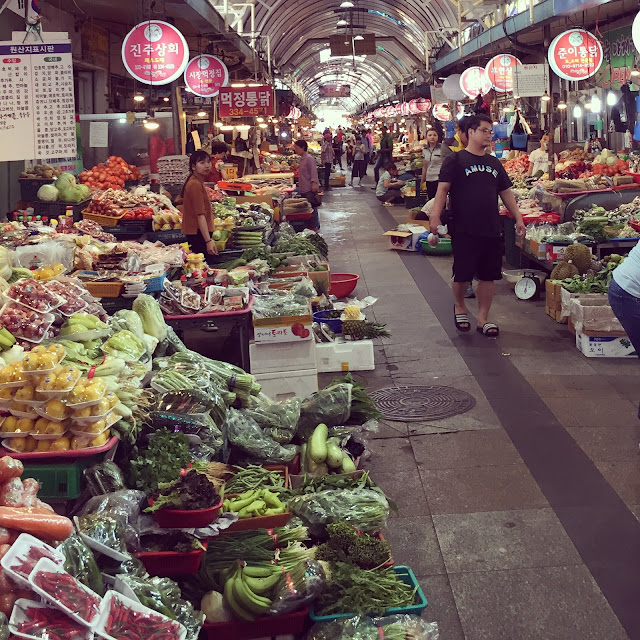 an undercover street market in Gimhae, South Korea