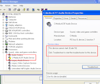 C-Media AC97 Audio Device - This Device Cannot Start. (Code 10)