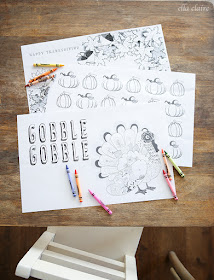 free printable thanksgiving place mats to colour