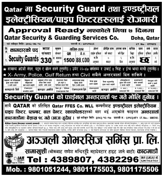 Jobs in Qatar for Nepali, salary Rs 44,800