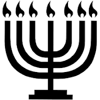 Six Candle menorah with flames