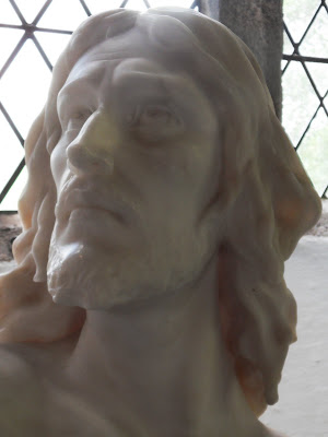 Head statue of Jesus in St Sampson's Church Golant Cornwall