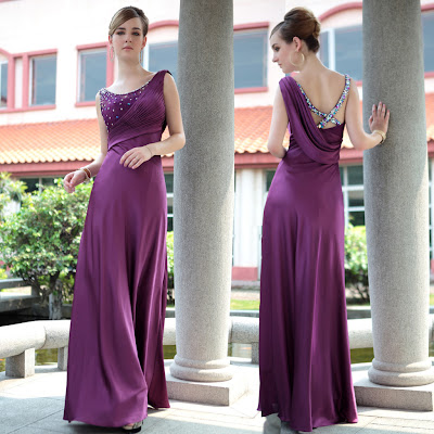 Purple Scoop Floor Length Dress