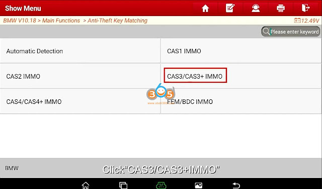 X431 IMMO Elite Program BMW CAS3 Key 3 را راه اندازی کنید