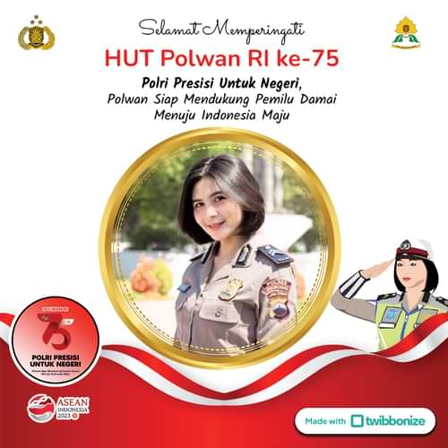 twibbon ucapan hut polwan ke 75 tahun 2023 png gratis