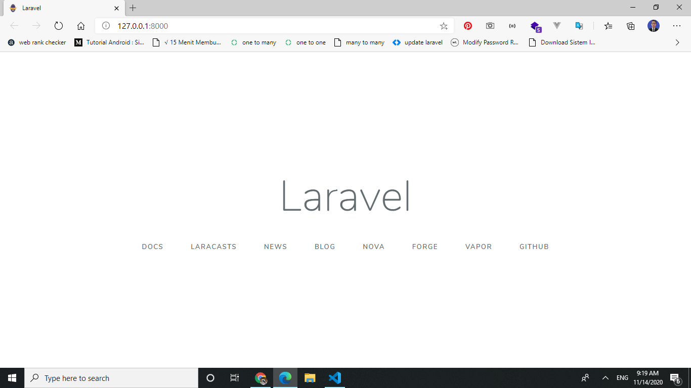 instalasi laravel berhasil -sahretech