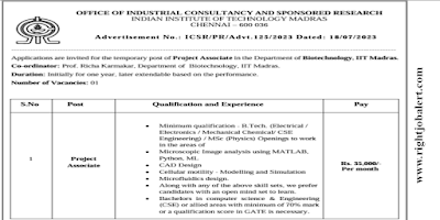 Electrical Electronics Mechanical Chemical CSE Engineering Job Opportunities in Indian Institute of Technology Madras