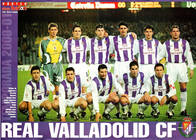 REAL VALLADOLID C. F. Temporada 2001-01. Bizarri, García Calvo, Jesús, Caminero, Pachón, Heinze. Marcos, Antonio López, Torres Gómez, Fernando y Eusebio. F. C. BARCELONA 3 REAL VALLADOLID 1. 13/01/2001. Campeonato de Liga de 1ª División, jornada 18. Nou Camp, Barcelona, España, 35.000 espectadores. GOLES: 1-0: 52’, Kluivert. 1-1: 54’, Caminero. 2-1: 90+2’, Guardiola. 3-1: 90+4’, Rivaldo.