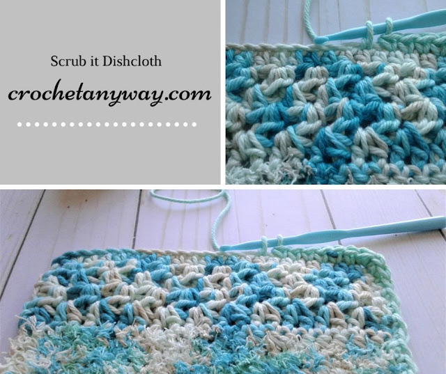 crocheting a dishcloth with scrub off yarn