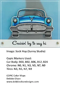 Sunny Studio Stamps: Sock Hop Masculine Retro Car Card by Debbie Olson.