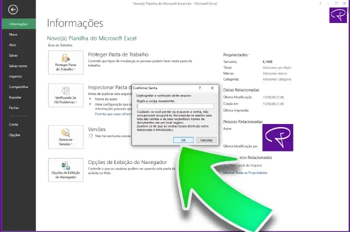 como colocar senha excel passo 8