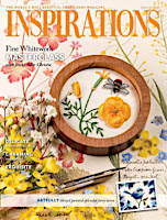 Cover of Inspirations magazine issue 77 showing a stumpwork California poppy and a small image of Royal Blue