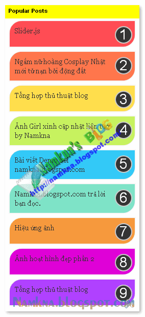 Demo: Popular Posts có số đếm và thay đổi màu tab cho blogspot (v3) 
