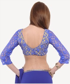 purple colour lace back side blouse and quarter sleeve 