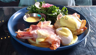 Photo of the Eggs Benedict with ham from the Batson River Brewing & Distilling.