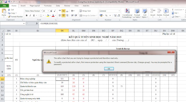 Bài tập Excel 2: Tập tin Excel quyền Read only, công thức không thể chỉnh sửa