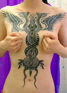 Snake Tattoo in women front body