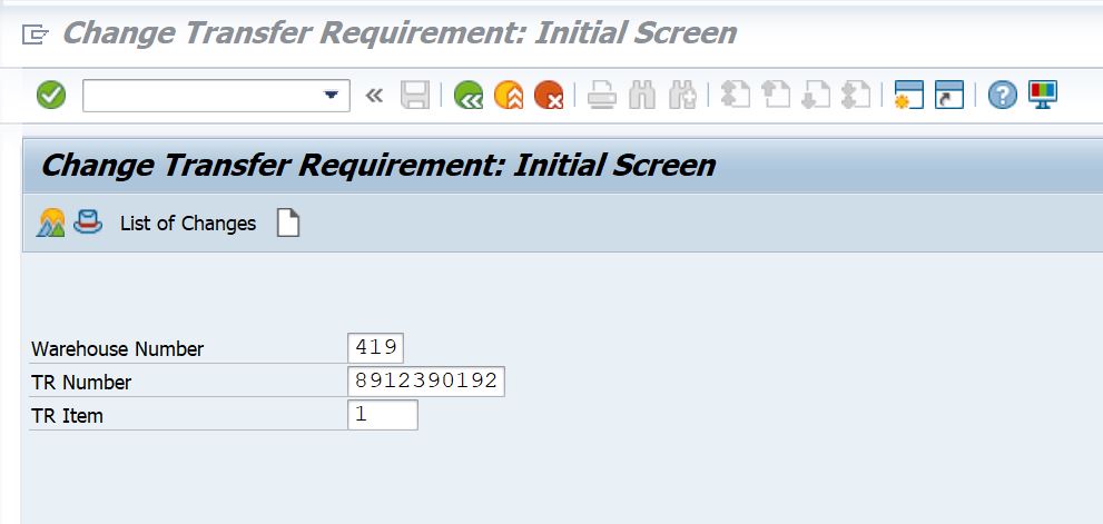 LB02 Tcode SAP - Change Transfer Requirement (TR)