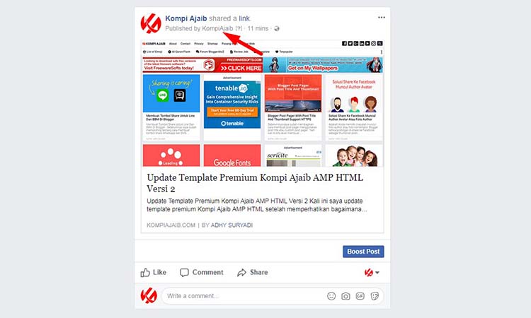 Mau Share Post Di Facebook Pakai Published By Blog Anda? Begini Caranya