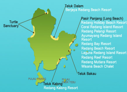 Accommodation Map of Redang