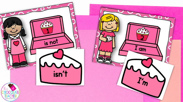 Contractions task cards like these are perfect for centers and a great addition to your Valentine's Day resources.