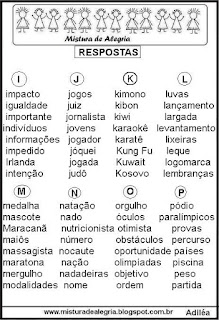 Fichas de leitura e escrita, olimpíadas