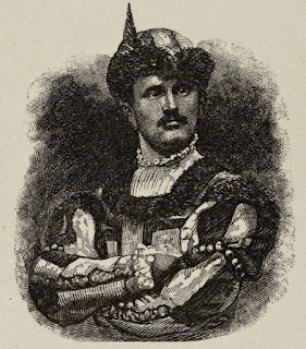 Etching of American figure skating pioneer Jackson Haines