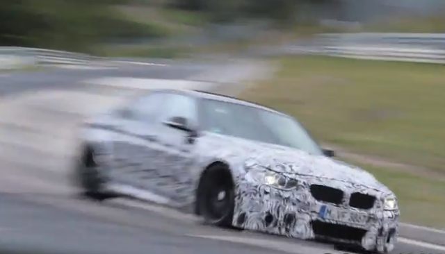 Spotting the upcoming  2014 BMW M3 F80 SEDAN  at Nurburgring seems to become a routine these days. A new spy video gives us a look at an M3 prototype during a high-speed testing session at the famous race track.The 2014 BMW M3 F80 SEDAN drops the V8 naturally-aspirated engine in favor of a new 3.2 liter inline-six engine that sources say will develop around 450 horsepower.