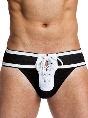 jackadams Footballer Lace-Up Jockstrap Black-White Cool4guys