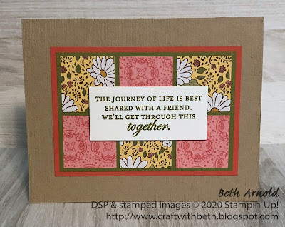 Craft with Beth: Stampin' Up! stamping card Ornate Garden Specialty Designer Series Paper Good Morning Magnolia stamp set friendship support thinking of you Subtle 3D Embossing Folder patchwork dsp Designer Series Paper