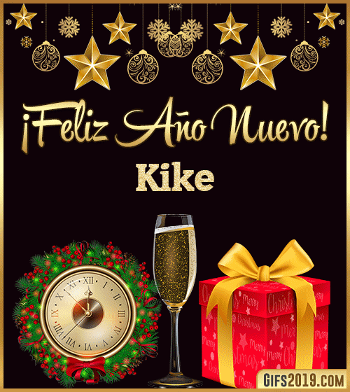 Gif de feliz año nuevo con nombre kike