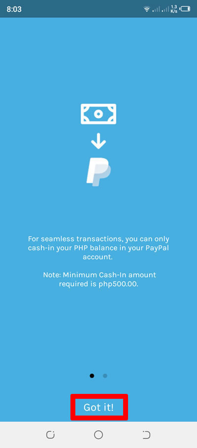 cash in minimum 500 php