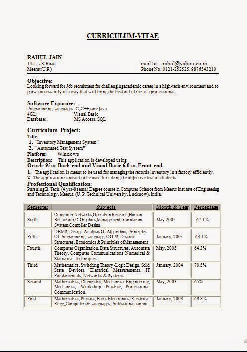 Download Resume Format