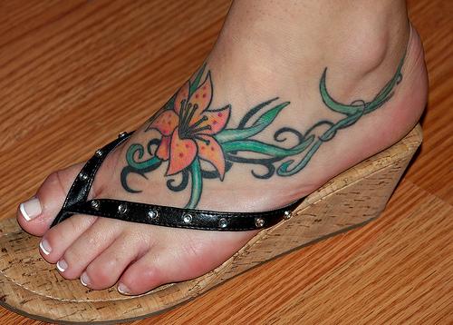 The sun and moon are also commonly tattooed on feet and sometimes one will 