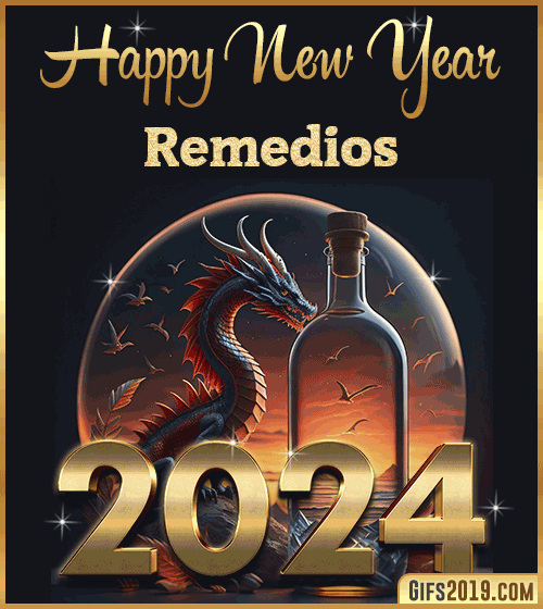 Dragon gif wishes Happy New Year 2024 Remedios