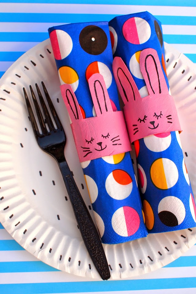 Turn toilet rolls into napkin bunny rings- fun Easter craft!