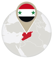 Syrian flag and map