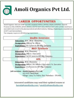 Amoli Organics Pvt Ltd hiring for multiple positions...