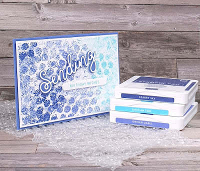 Sending Smiles stampin up fun bubble wrap printing technique for bright cards