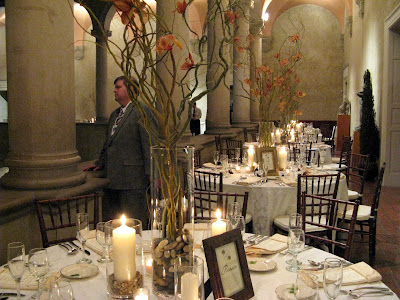Centerpieces were tall vases 