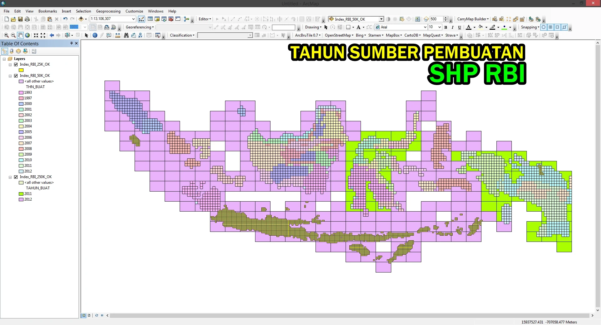 Cara Melihat Tahun Pembuatan SHP RBI dan Sumber Data