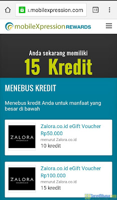 Proses penukaran poin MobileXpression dengan voucher belanja gratis dari Zalora | SurveiDibayar.com