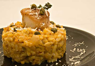 Scallops and Capers with Butternut Squash Risotto