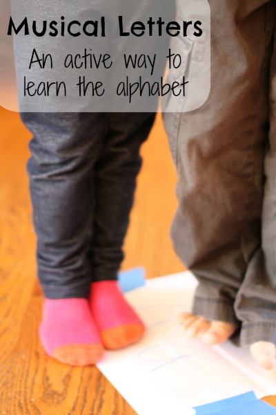 Playing a game of musical letters is a fun and active way to learn letters.