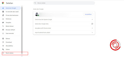 Setelah berada di Setelan silakan kalian pilih Reset setelan