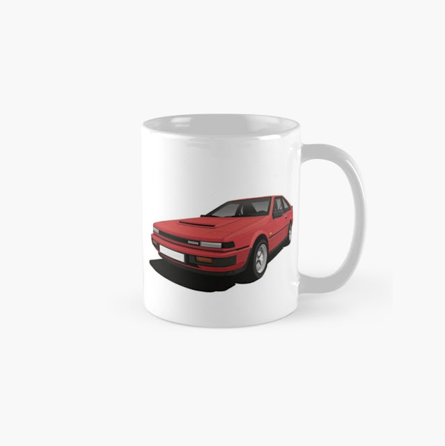 White Nissan Silvia S12 car coffee mug