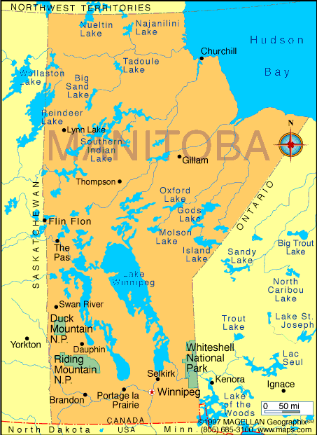 Manitoba Map Regional Political Province