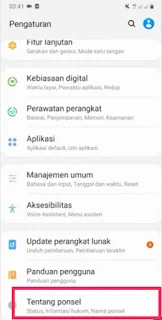 Melihat versi android samsung