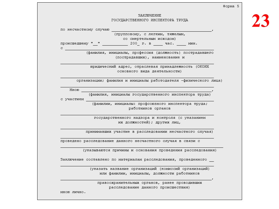 Акт по форме 5. Заключение государственного инспектора труда форма 5. Государственного инспектора труда по несчастному случаю. Заключение государственного инспектора труда по несчастному случаю. Заключение государственного инспектора по охране труда.